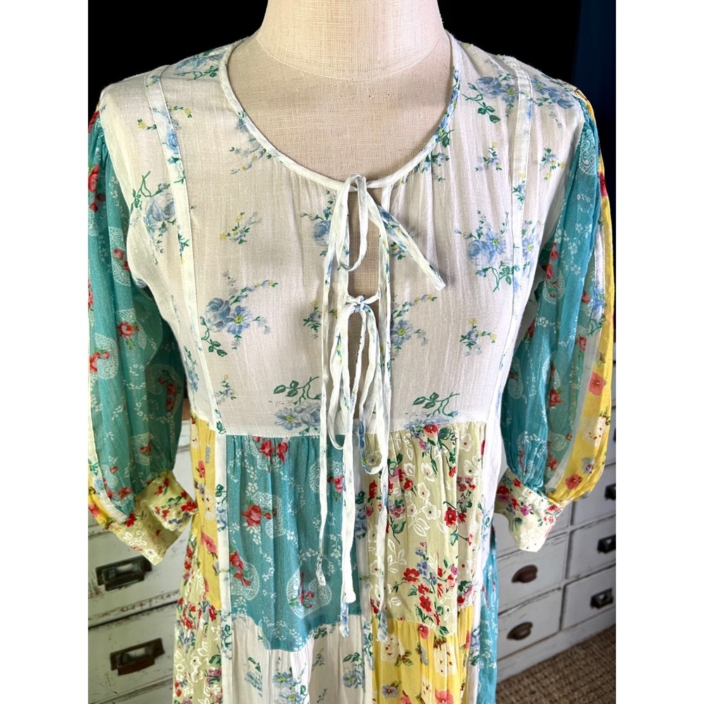 Loveshackfancy Bex Patchwork Midi Dress Xs - image 2